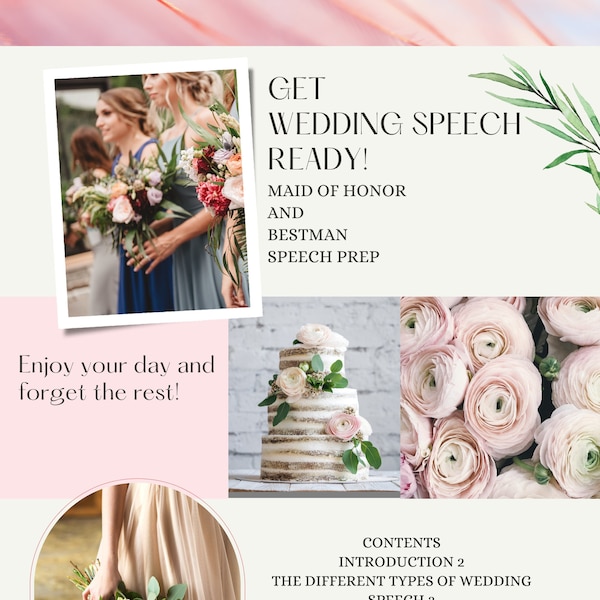 Wedding Speech Ebook | Write the Perfect Toast | Includes BONUS Speech Builder Outline | Guide for Maid of Honor/ Bestman | Digital Download