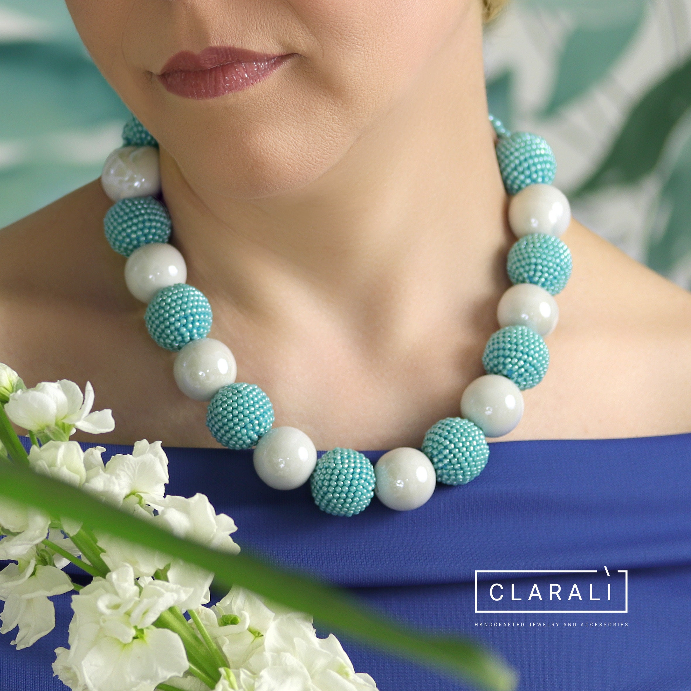 Perline Ceramica Miste Azzurre E Blu - Perline Ceramica Per Collana O - Foto 5