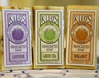 Kleo's Handcrafted Vegan Soaps (5+oz bars) Lemongrass, Green Tea, Lavender, Peppermint, and more!