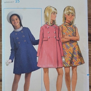 Butterick 5158 / B5158 - vintage sewing pattern - girls dress and coat - Size 6 - partially cut