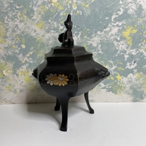 Incense Burner Foo Dog bronze lacquer