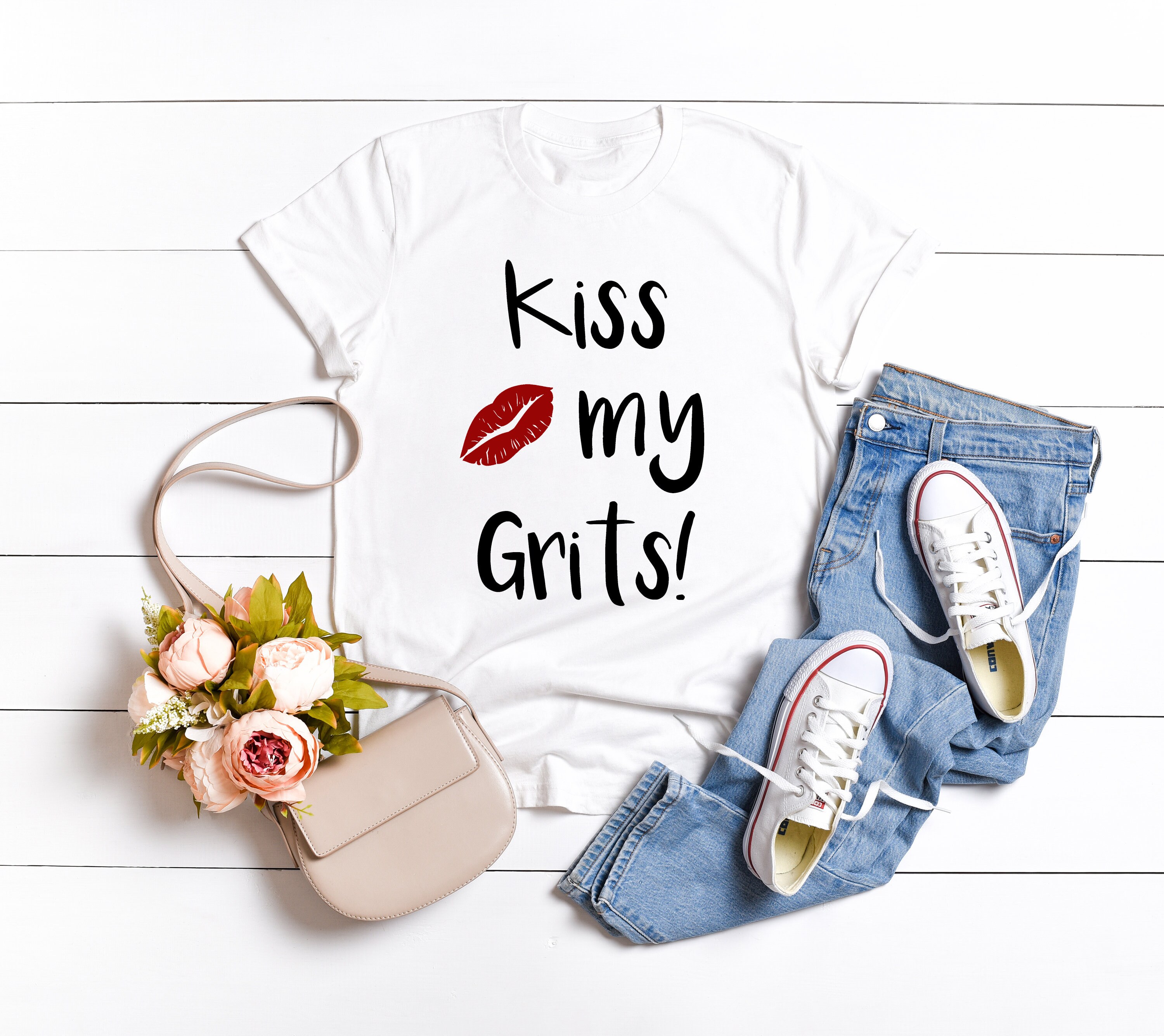 Kiss My Grits SVG Humorous SVG Lips SVG Southern Saying Etsy