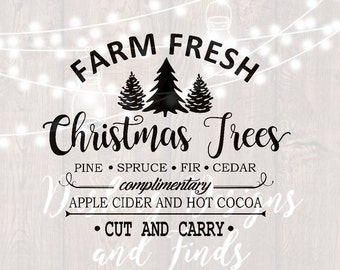 DIGITAL DOWNLOAD svg png farm fresh christmas trees merry christmas truck tree retro vintage winter holiday silhouette cricut cut files
