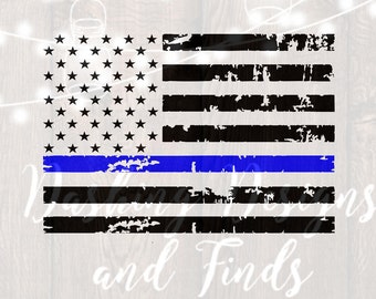DIGITAL DOWNLOAD american flag thin blue line police officer support patriotics - cut files - svg files - silhouette - cricut