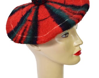 Forties Royal Stewart tartan beret 100% wool 40's original red