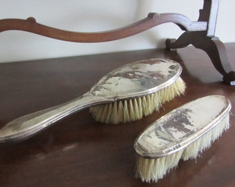 Antique Silver dressing table brushes 2 1923 art deco 20's Birmingham