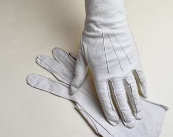 Vintage Milord cream leather gloves size 6.5 40's short driving