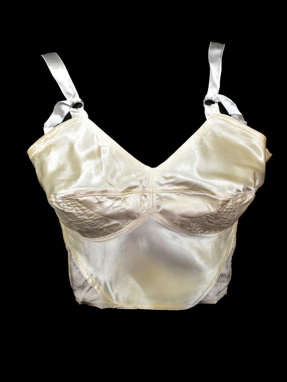 Ivory satin bra top Golden age of Hollywood vinta… - image 2