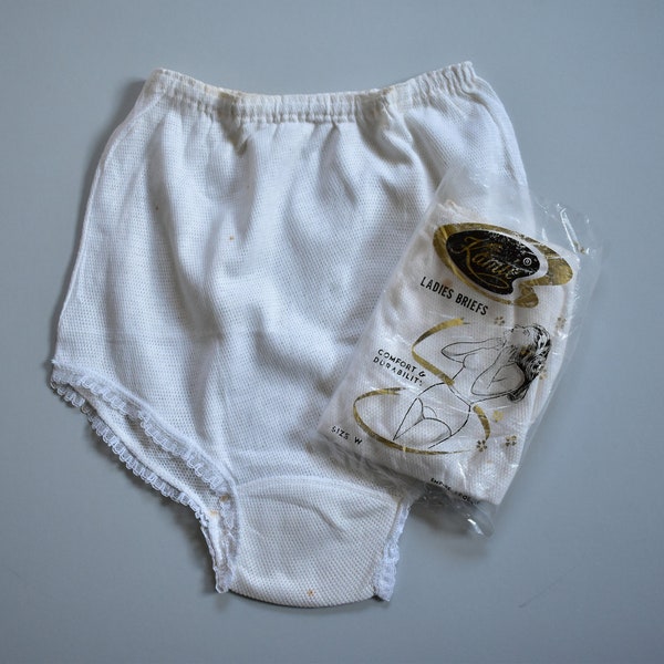 White panties knickers sissy lace trim vintage new 60's