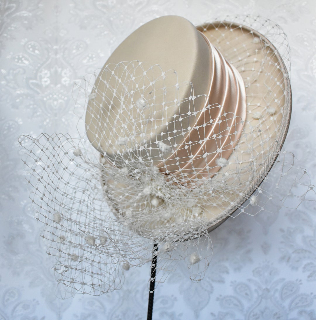 Dark Cream Hat Wedding Mother of the Bride Face Netting House Etsy