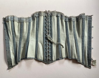 Edwardian corset antique new lightweight deadstock seaside stripes summer