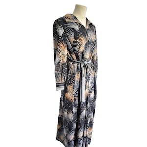 Maxi dress vintage brown winter long sleeves 70&#39;s point collar belted
