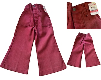Vintage Buster Brown Red Denim Flare Trousers - 1960s/70s NWT - Size 3