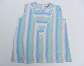 vintage blouse 50's 60's sleeveless top summer age 3-4 girl pastel shades