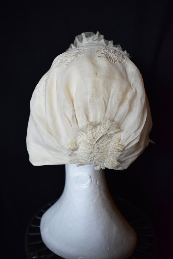 Antique Regency Victorian cream silk & Lawn day l… - image 6