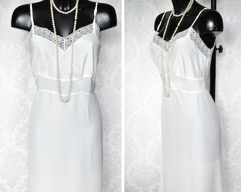 Vintage full slip Barbizon white 50's nightdress nightgown 12