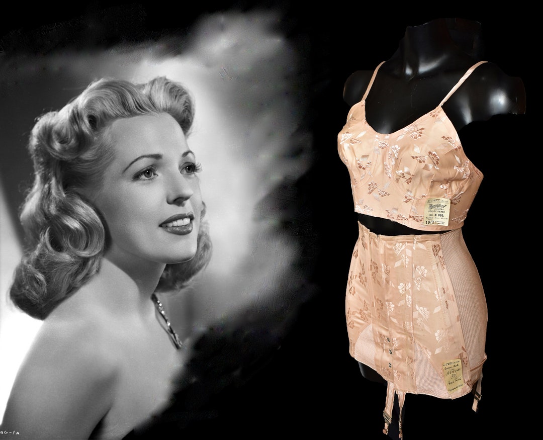 40s Bra and Girdle Matching Set CC41 Label Suspenders Set Garter Belt