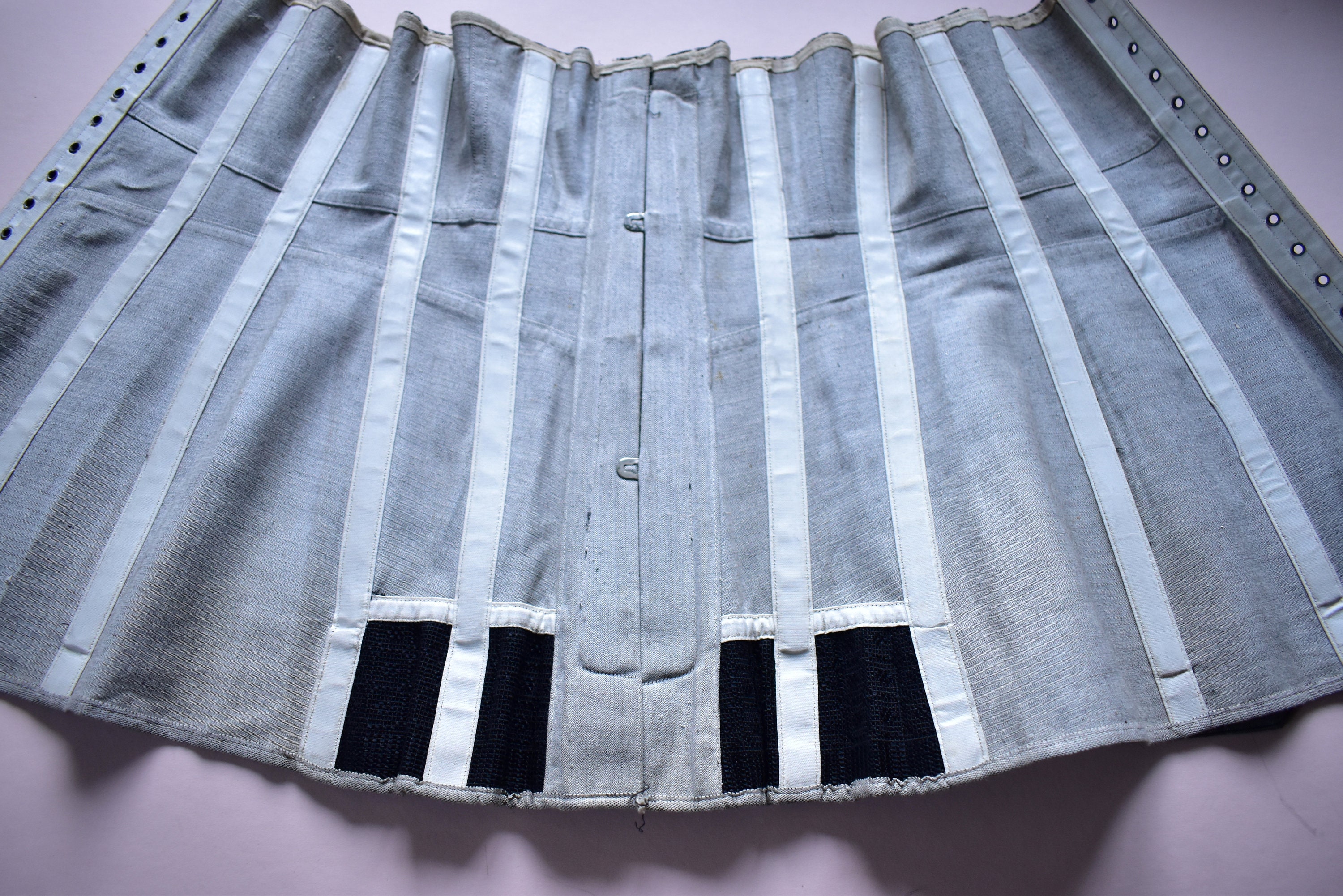 Original Edwardian corset antique new silver grey study display - Ruby Lane