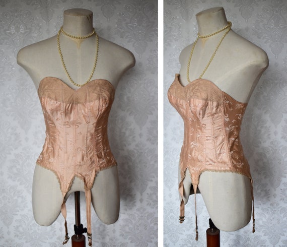 50's Corset Full Body Girdle Rose Pink New Suspenders Burlesque