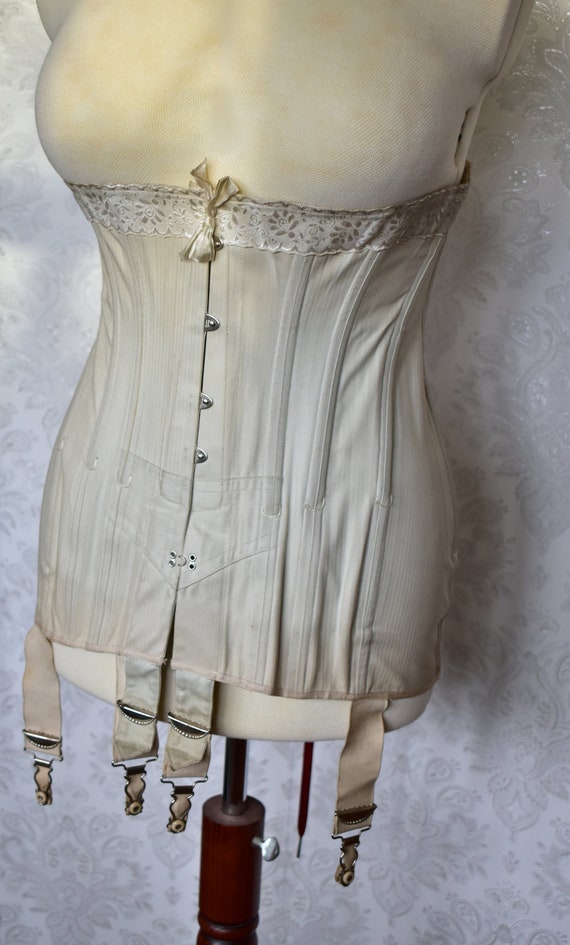 Titanic era corset hip smoothing Edwardian cotton… - image 6