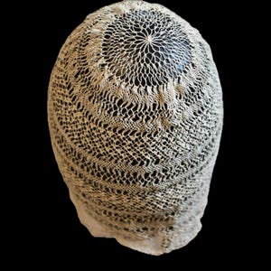 Baby bonnet coif style  Victorian antique fine lace helmet cap cream
