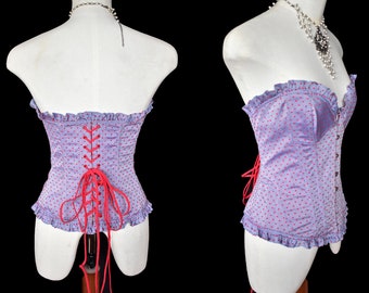 Corsetto Agent Provocateur, unico e da collezione, vintage, rosso blu, a pois grandi