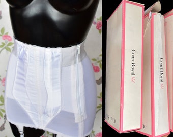 Court Royal girdles side zip firm support vintage boxed new white wedding shapewear 60's