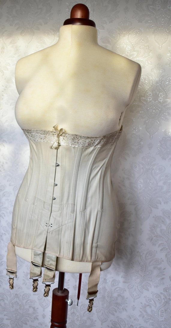 Titanic era corset hip smoothing Edwardian cotton… - image 1