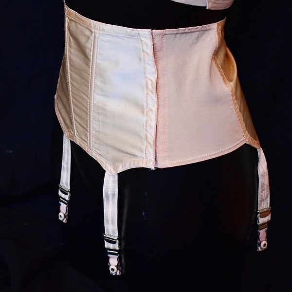 Satin rayon garter belt 30's vintage New pink 28" waist burlesque