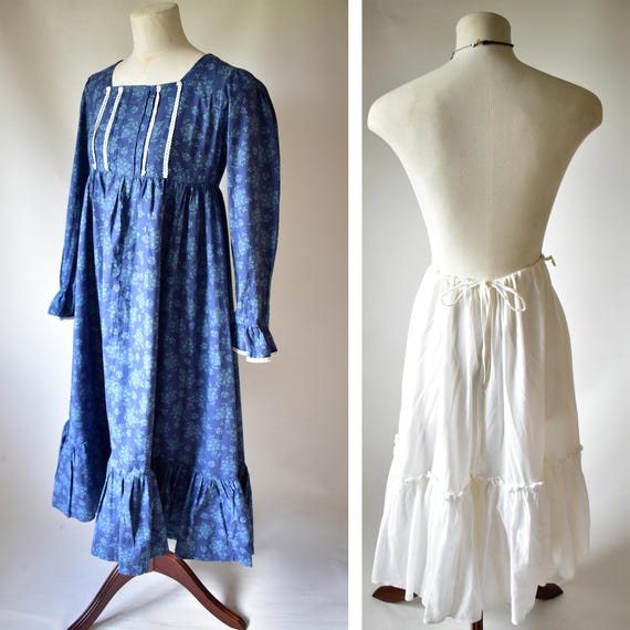 Vintage Laura Ashley Prairie Dress With Petticoat Midi Made in