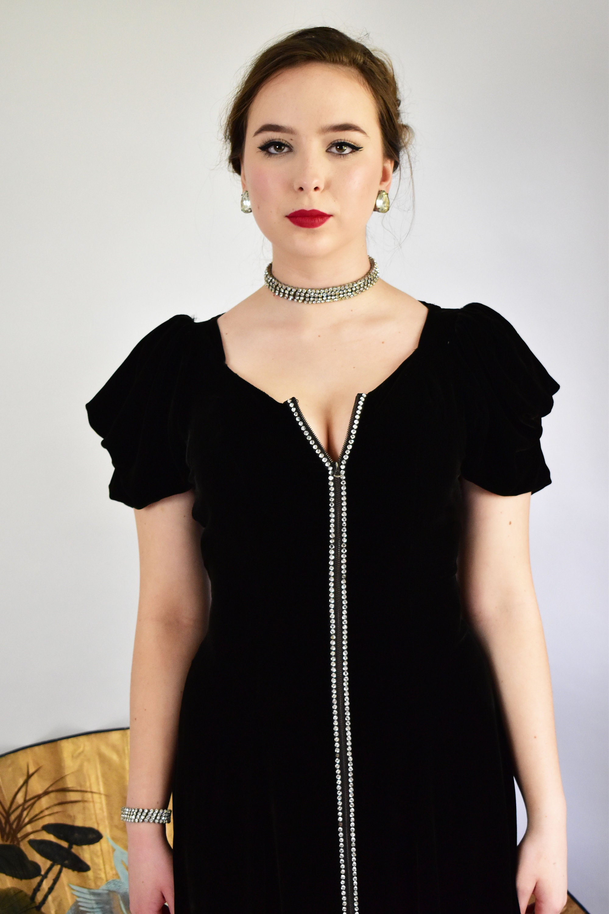 Stunning Soft Black Velvet Thirties Old Hollywood Dress With Etsy UK