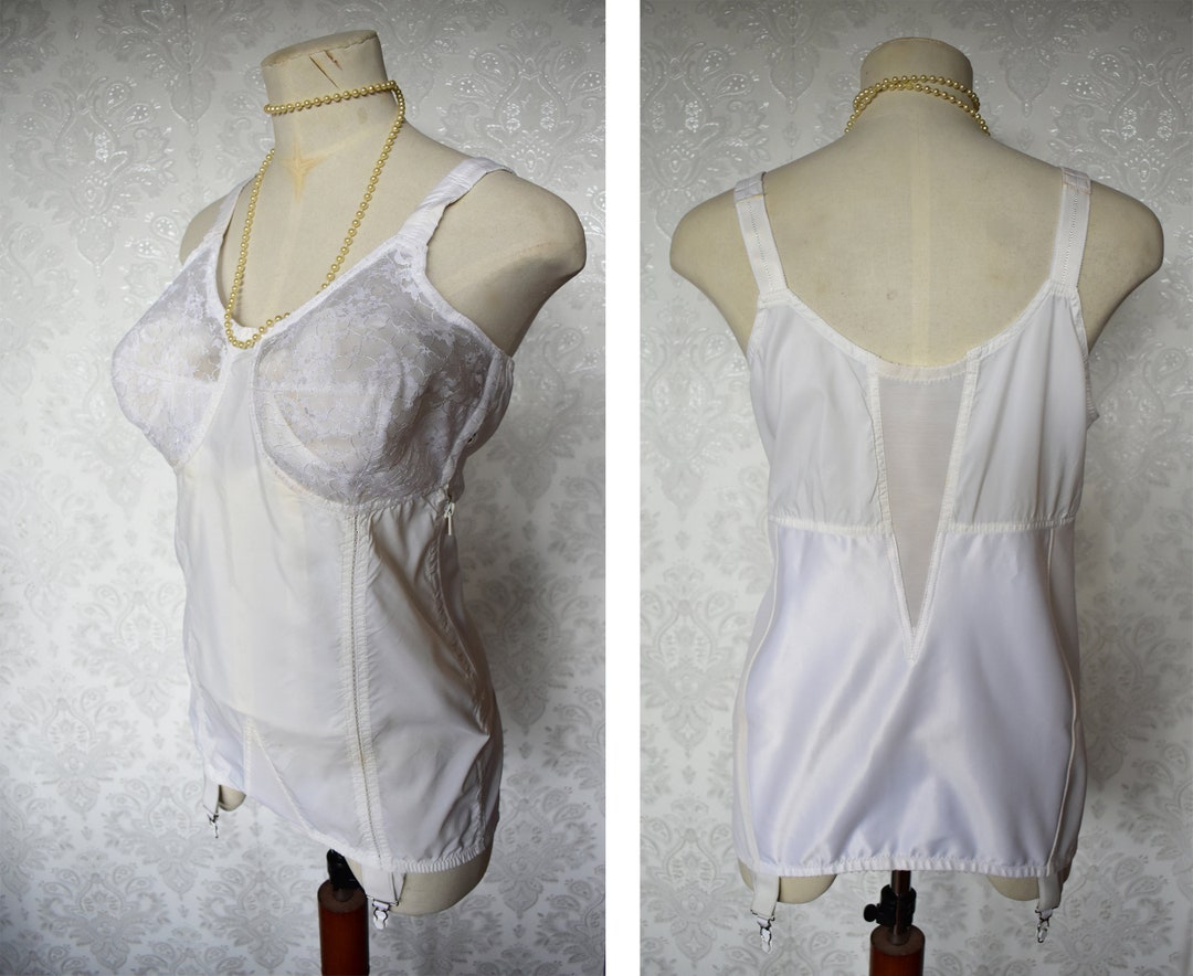 Shapewear XL Vintage 60's White Nwt's All in One Petticoat Corselette 48 Side Zip Garters Etsy