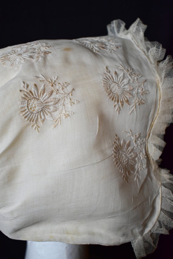 Antique Regency Victorian cream silk & Lawn day l… - image 4