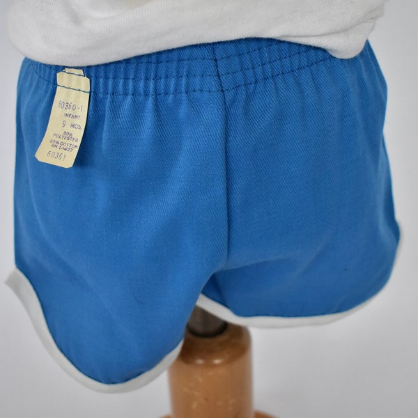 short de sport vintage bleu 60's NWT's 9 mois bébé rétro