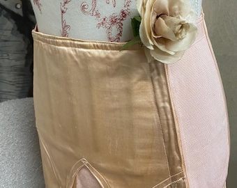 Faja moldeadora de liguero de rayón satinado estilo vintage de los años 40, color rosa, cintura de 71 cm (28"), estilo burlesque.