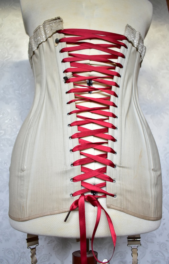 Titanic era corset hip smoothing Edwardian cotton… - image 3