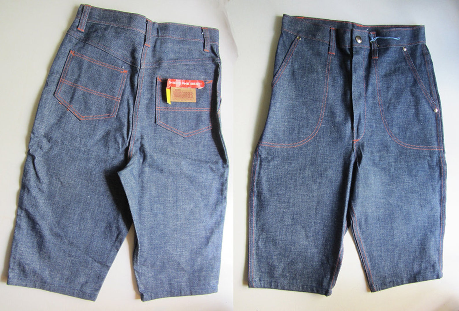 Rockabilly Vintage boys long denim shorts 60's age 1112 Etsy