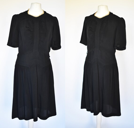 large vintage 40's utility marked black dress crea