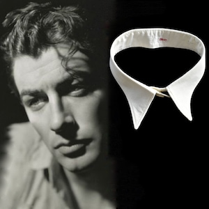 Piqué para hombre cuellos desmontables blanco Marcella algodón corbata negra vintage