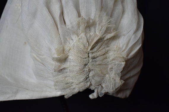 Antique Regency Victorian cream silk & Lawn day l… - image 9