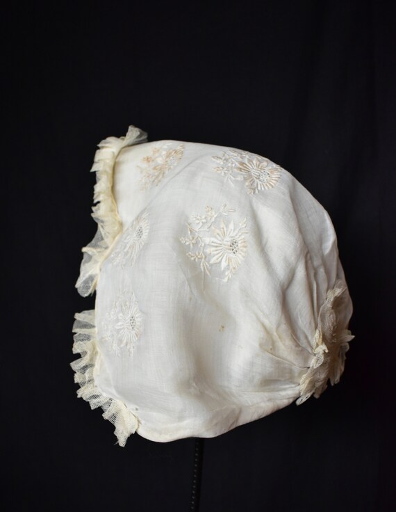 Antique Regency Victorian cream silk & Lawn day l… - image 7