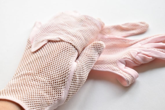 vintage pink net gloves tea dance 50's 60's