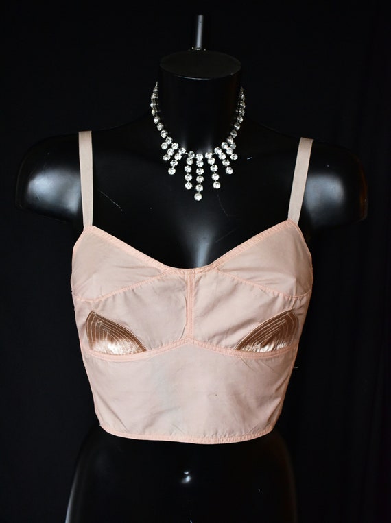 Thirties longline flapper art deco pink satin ray… - image 2