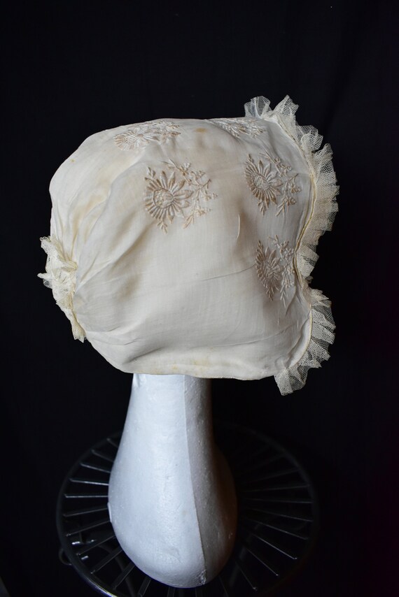 Antique Regency Victorian cream silk & Lawn day l… - image 5