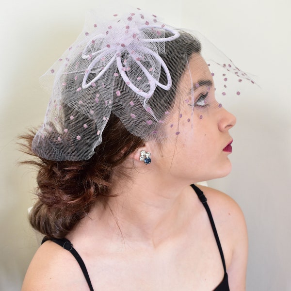 Vintage 1960's lilac veiled headpiece vintage weddings