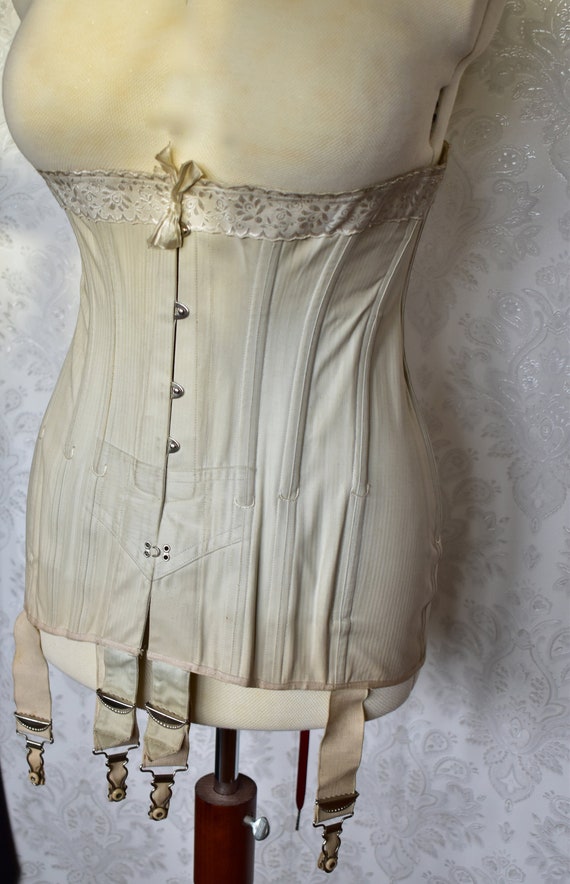 Titanic era corset hip smoothing Edwardian cotton… - image 5