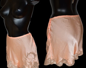 Tap pants silk French knickers 30’s vintage peach lace 30” waist