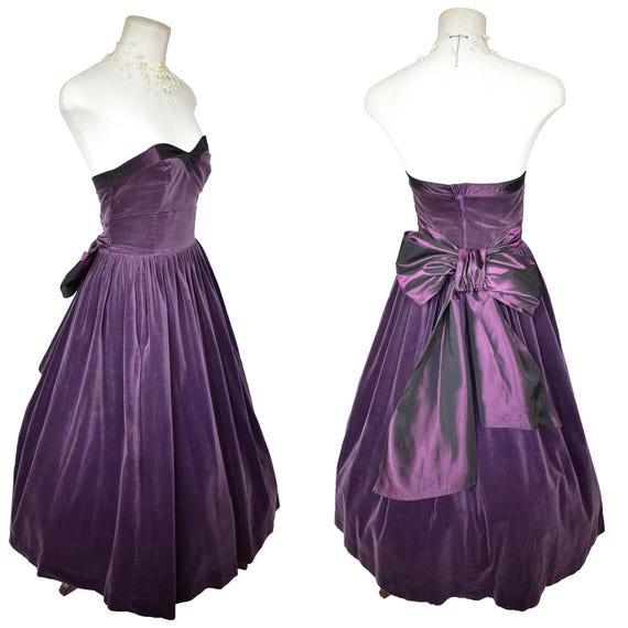 Vintage 1980s Laura Ashley Dress Prom Strapless Boned Purple Velvet Small -  Etsy