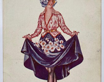 Sammler Postkarte sexy Magd original von Xavier Sager 1900’s Paris French Bonne Fete
