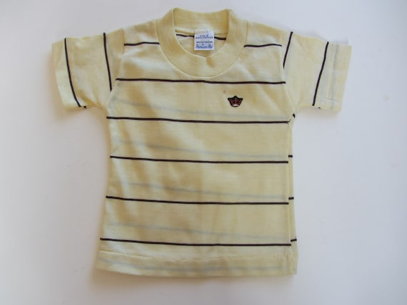 40's 50's retro kids T shirt top age 2 yellow nav… - image 1